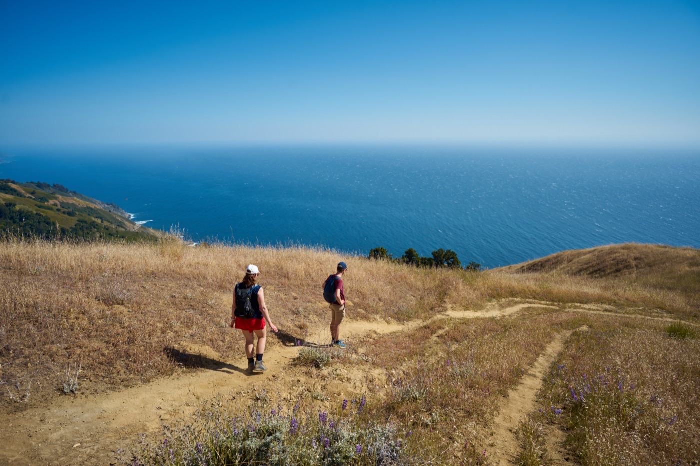 Hiking a trail above the Big Sur coastline